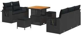 vidaXL Σετ Καναπέ Κήπου 8 pcs Μαύρο συνθετικό ρατάν