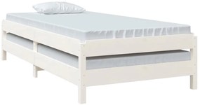 vidaXL Κρεβάτι Στοιβαζόμενο Λευκός 90x190 εκ. από Μασίφ Ξύλο Πεύκου