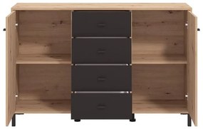 Μπουφές Avignon 138 3K4F2V Artisan oak - Μαύρο 139x40x90εκ. 139x40x90 εκ.