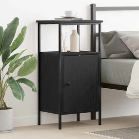 vidaXL Κομοδίνο Μαύρο Δρυς 41x31x80 εκ Επεξεργασμένο ξύλο