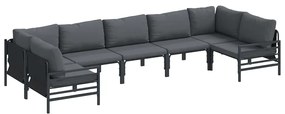 vidaXL Σετ Καναπέ Κήπου με μαξιλάρι 7 pcs Μαύρο Ατσάλι