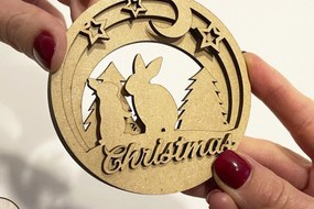 Σετ των 3 Intra απο ξύλο plywood 3mm-4mm πάχος Μπιχλιμπίδι με χριστουγεννιάτικο στολίδι με ζώα Δίασταση 4x4 cm INTRAFABR-52810407