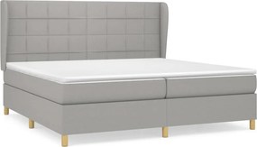 vidaXL Κρεβάτι Boxspring με Στρώμα Ανοιχτό Γκρι 200x200 εκ. Υφασμάτινο