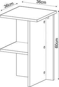 Κομοδίνο Καρυδί FLEPRU 36x36x60