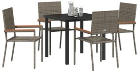 vidaXL 5 Τεμαχίων Σετ Τραπεζαρίας Κήπου Γκρίζο Πολυ Ράτταν