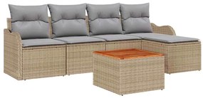 vidaXL Σετ Καναπέ Κήπου 6 pcs Μπεζ Πολυ ράταν