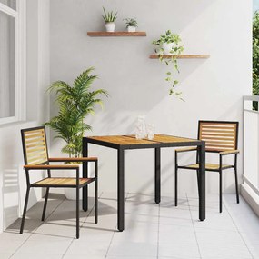 vidaXL Σέτ φαγητού για κήπο 3 pcs Μαύρο 90 x 90 x 75 cm