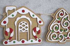 Σετ των 2 Intra απο ξύλο plywood 3mm-4mm πάχος Χριστουγεννιάτικο Banner | Γιρλάντα διακοπών | CNC Δίασταση 15x15 cm INTRAFABR-109751428