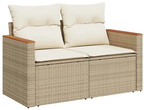 vidaXL Σετ Καναπέ Κήπου με μαξιλάρι 8 pcs Μπεζ Πολυ ράταν