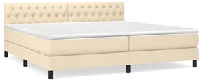 vidaXL Κρεβάτι Boxspring με Στρώμα Κρεμ 200x200 εκ. Υφασμάτινο