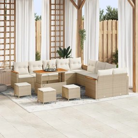 vidaXL Σετ Καναπέ Κήπου 14 pcs Μπεζ συνθετικό ρατάν
