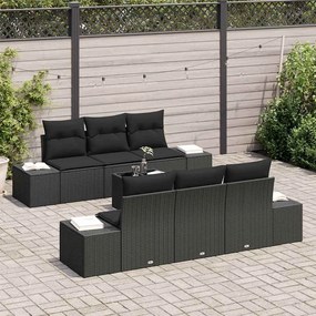 vidaXL Σετ Καναπέ Κήπου 7 pcs Μαύρο Πολυ ράταν