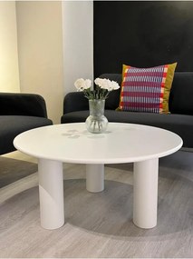 Stewehome Τραπέζι σαλονιού από MDF μοντέρνο στρογγυλό Λευκό 80x80 cm