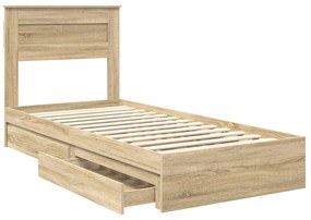 vidaXL Κρεβάτι Αποθήκης Δρύς Sonoma 75 x 190 cm Επεξεργασμένο ξύλο