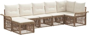 vidaXL Σετ Καναπέ Κήπου 7 pcs Μπεζ συνθετικό ρατάν