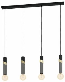 Eglo Cedral Μοντέρνο Κρεμαστό Φωτιστικό Πολύφωτο Ράγα για 4 Λαμπτήρες E27 σε Μαύρο Χρώμα 39936