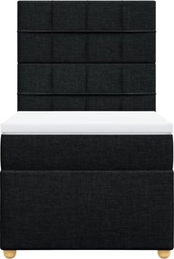 vidaXL Κρεβάτι Boxspring με Στρώμα Μαύρο 100 x 200 εκ. Υφασμάτινο