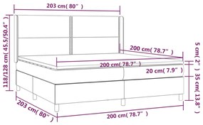 vidaXL Κρεβάτι Boxspring με Στρώμα Σκούρο Γκρι 200x200 εκ. Υφασμάτινο