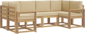 vidaXL Σειρά Καναπέ Εξωτερικού με μαξιλάρι 6 pcs Λευκό και Μπεζ