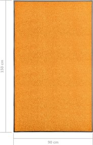 vidaXL Πατάκι Εισόδου Πλενόμενο Πορτοκαλί 90 x 150 εκ.