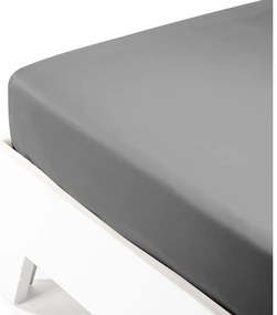 Κατωσέντονο Satin με λάστιχο Dark Grey Υπέρδιπλο (180x200+35)