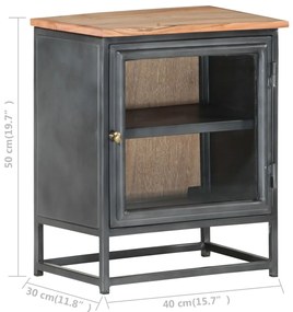 vidaXL Κομοδίνο Γκρι 40 x 30 x 50 εκ. από Μασίφ Ξύλο Ακακίας