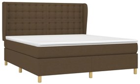 vidaXL Κρεβάτι Boxspring με Στρώμα Σκούρο Καφέ 180x200 εκ Υφασμάτινο