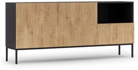 Σιφονιέρα Elyria C100, Artisan βελανιδιά, Μαύρο ματ, Με συρτάρια και ντουλάπια, 80x120x40cm, 38 kg | Epipla1.gr