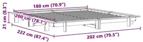 Σκελετός Κρεβατιού Χωρίς Στρώμα 180x200 εκ Μασίφ Ξύλο Πεύκου - Καφέ