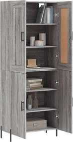 vidaXL Ντουλάπι Γκρι Sonoma 69,5 x 34 x 180 εκ. Επεξεργασμένο Ξύλο