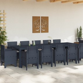 vidaXL Σετ Εξωτερικής Τραπεζαρίας 13 Τεμαχίων με Μαξιλάρια Ανθρακί Πολυ Ρατάν
