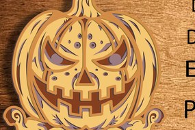 Σετ των 2 Intra απο ξύλο plywood 3mm-4mm πάχος 3d Layered Pumpkin , Multilayer Δίασταση 15x15 cm INTRAFABR-82256243