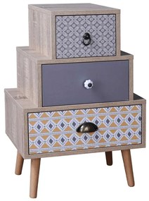 Κομοδίνο Mustard 09-1295 Με 3 Συρτάρια 45x29xH66cm Sonoma Με Pattern Particle Board, Melamine