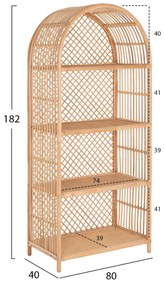 ΒΙΒΛΙΟΘΗΚΗ  ΑΠΟ ΦΥΣΙΚΟ RATTAN ΣΕ ΦΥΣΙΚΟ ΧΡΩΜΑ 80x40x182Υεκ.