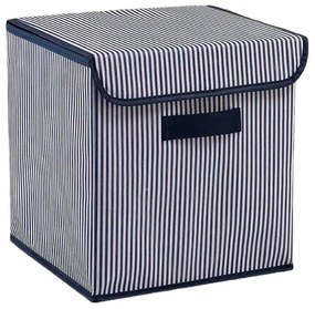 Κουτί Αποθήκευσης 488PRN1203 30x30x30cm Blue-White Aberto Design Polyester,Βαμβάκι