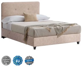 Κρεβάτι Dolores HM648.22 Για Στρώμα 120x200cm Με Ύφασμα Nubuck Beige Ημίδιπλο Wood, Fabric