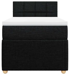vidaXL Κρεβάτι Boxspring με Στρώμα Μαύρο 100 x 200 εκ. Υφασμάτινο