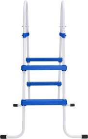 vidaXL Σκάλα Πισίνας Μπλε και Λευκό 84 εκ. Ατσάλινη