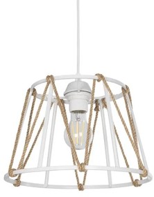 JUTE 203-0091 Μοντέρνο Κρεμαστό Φωτιστικό Σχοινί Μονόφωτο 1 x E27 IP20 Λευκό Πλαστικό με Μπεζ Σχοινί-Μ30 x Π30 x Υ2 Globostar-20 203-0091