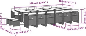 vidaXL Σετ Τραπεζαρίας Κήπου 17 τεμ Μαύρο από Συνθ. Ρατάν με Μαξιλάρια