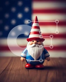 Intra Συλλεκτικό Ξύλινο Παζλ Plywood  4mm - Παιχνίδι Gnome με αμερικανική σημαία Σε Ξύλινο Κουτί - Διαστάσεις Puzzle: 10x10 cm – 25 κομμάτια