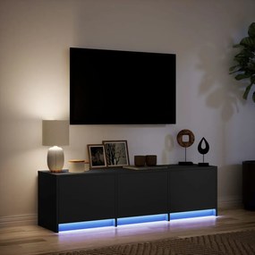 vidaXL Έπιπλο Τηλεόρασης με LED Μαύρο 140x34x40 εκ. από Επεξ. Ξύλο