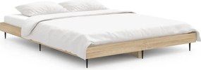vidaXL Πλαίσιο Κρεβατιού Sonoma Δρυς 135x190 εκ. Επεξεργασμένο Ξύλο
