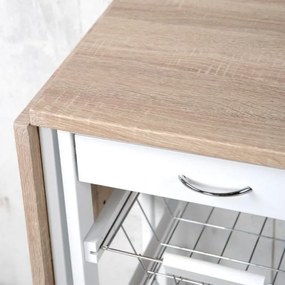 Καροτσάκι σέρβις με επεκτεινόμενη οροφή KESPER 25817, 2 αναδιπλούμενες οροφές, Τροχοπέδηση, Λευκό/καφέ