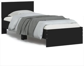 Πλαίσιο Κρεβατιού με Κεφαλάρι Μαύρο 90x190 εκ. Επεξ. Ξύλο