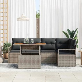 vidaXL Σετ καθιστικού κήπου 6 τεμαχίων από πολυ rattan σε γκρι χρώμα