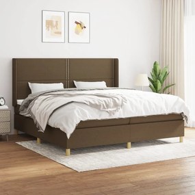 Κρεβάτι Boxspring με Στρώμα Σκούρο Καφέ 200x200 εκ. Υφασμάτινο - Καφέ