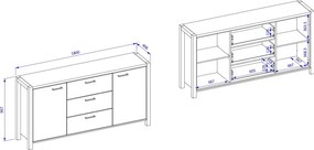 Μπουφές Amelie 4D3S - 180.00Χ40.60Χ90.70cm