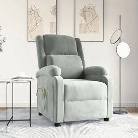 vidaXL Πολυθρόνα Μασάζ Ανοιχτό Γκρι Βελούδινη