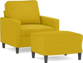 vidaXL Πολυθρόνα Κίτρινη 60 εκ. Βελούδινη με Υποπόδιο